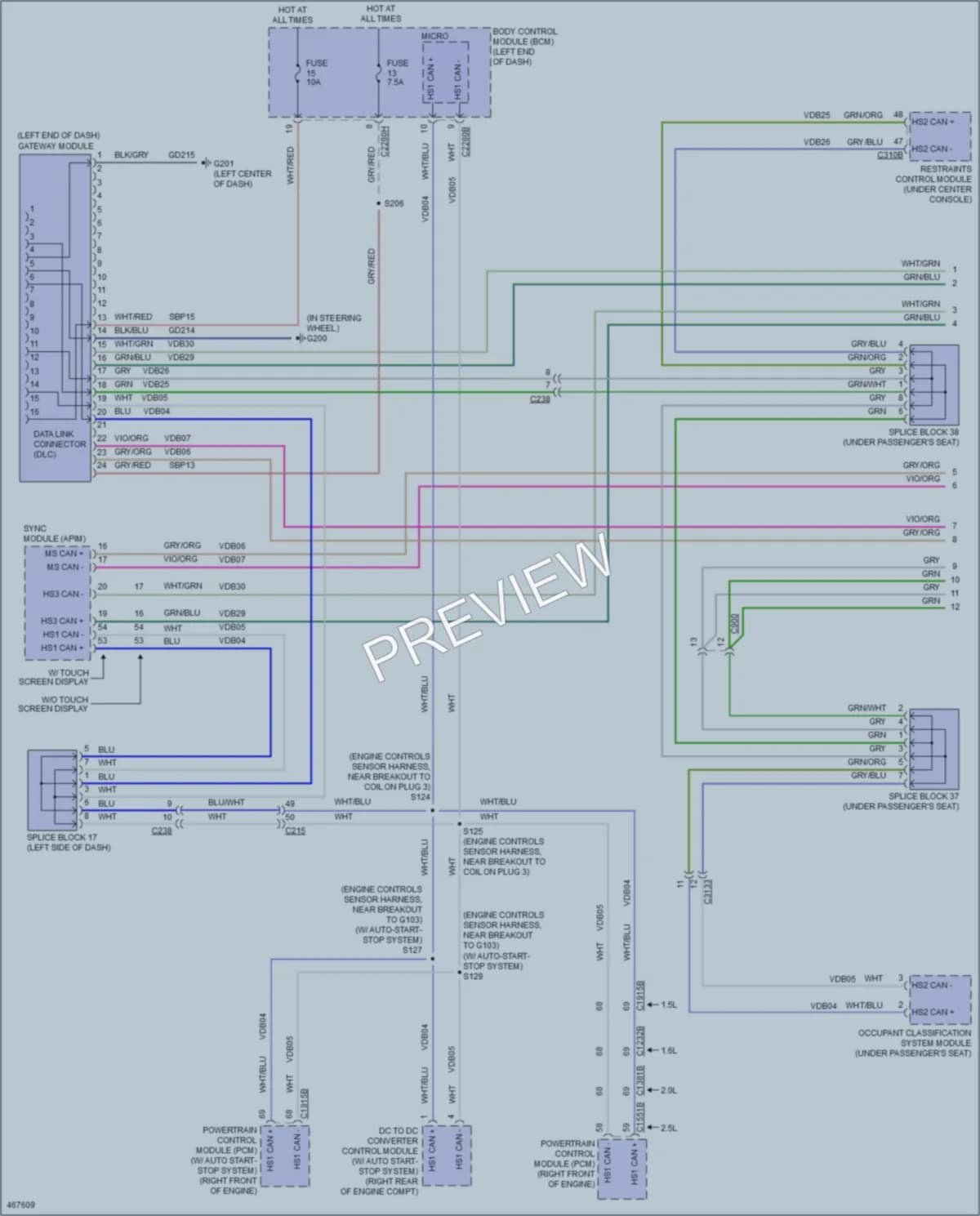 2015 Ford FusionHybrid Computer Data Lines wiring diagram preview