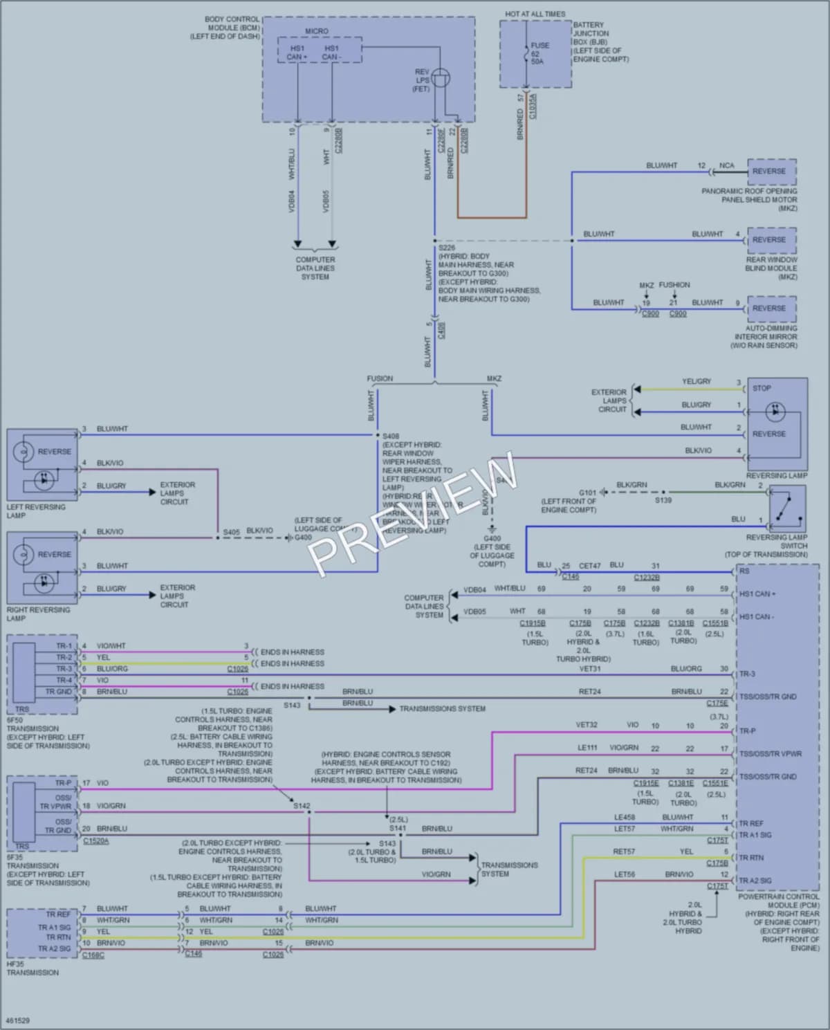 2015 Ford FusionHybrid Exterior Lights wiring diagram preview