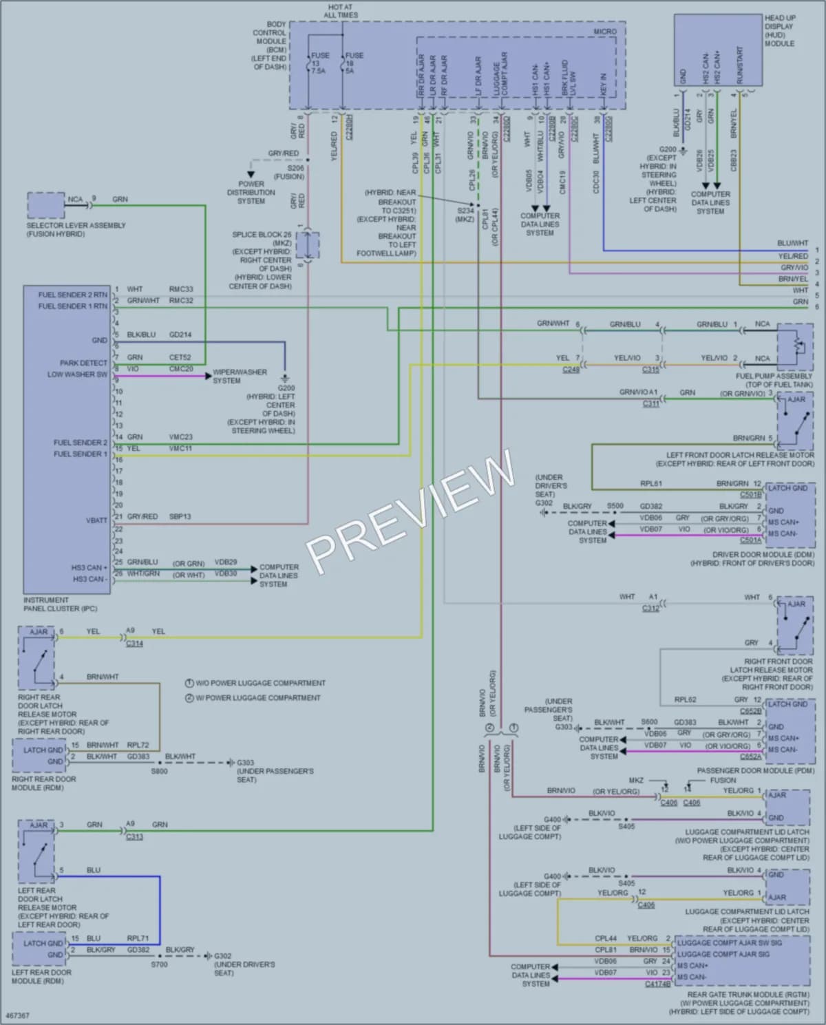 2015 Ford FusionHybrid Instrument Cluster wiring diagram preview