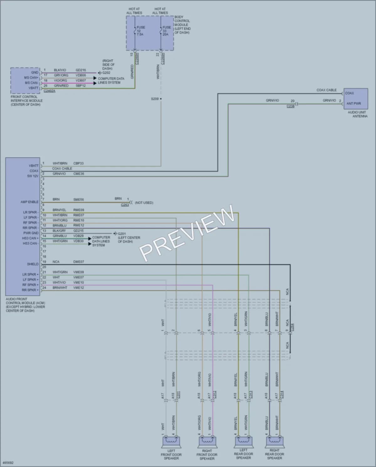 2015 Ford FusionHybrid Radio wiring diagram preview