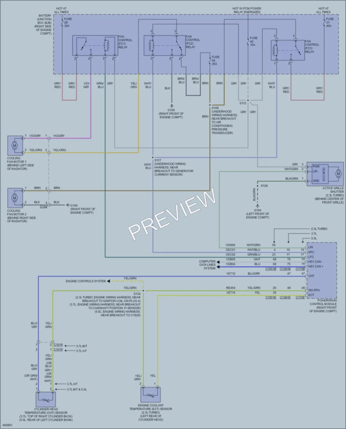 2015 Ford Mustang Cooling Fan wiring diagram preview