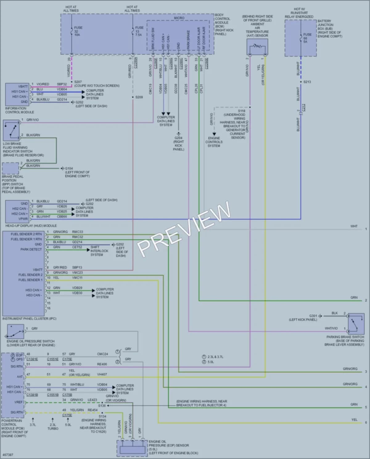 2015 Ford Mustang Instrument Cluster wiring diagram preview