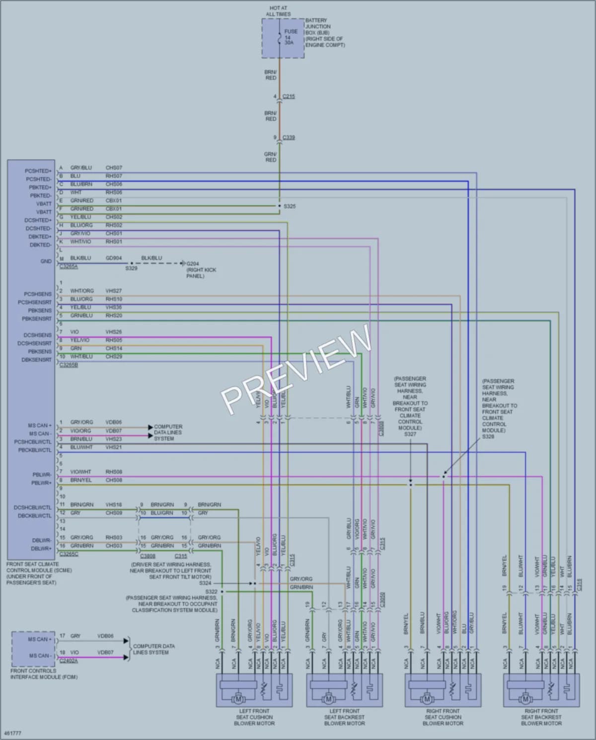 2015 Ford Mustang Power Seats wiring diagram preview