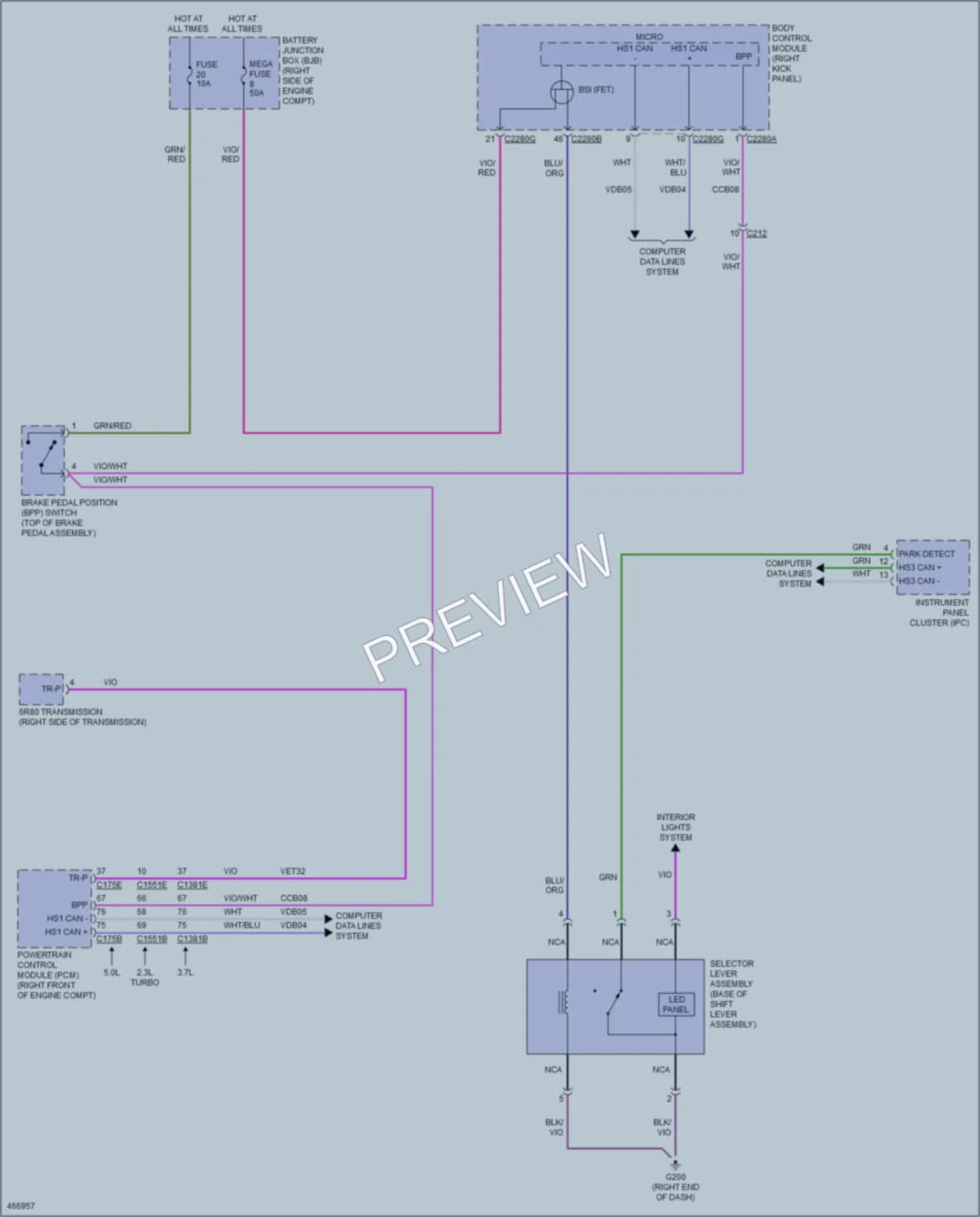 2015 Ford Mustang Shift Interlock wiring diagram preview
