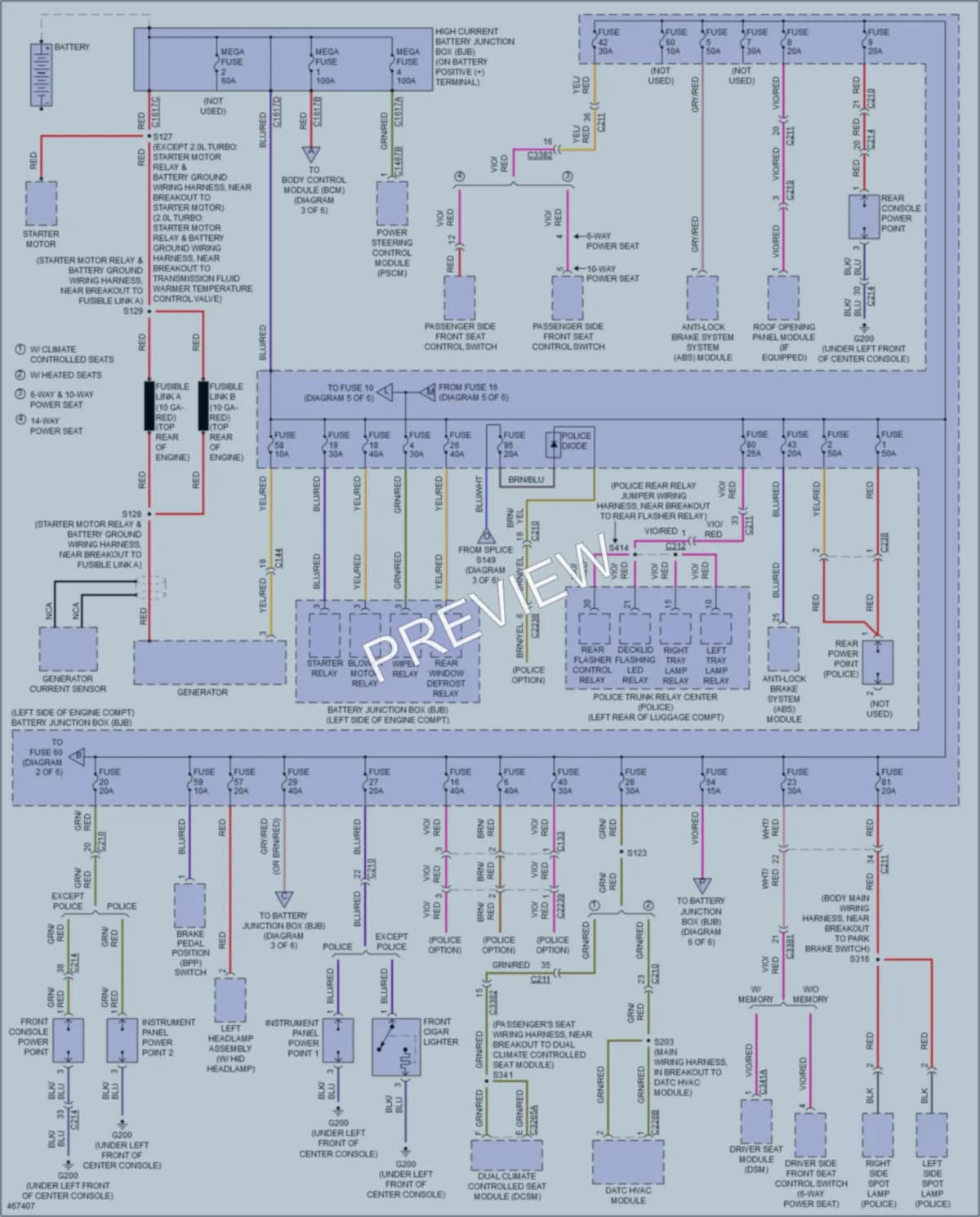 2015 Ford Taurus Power Distribution wiring diagram preview