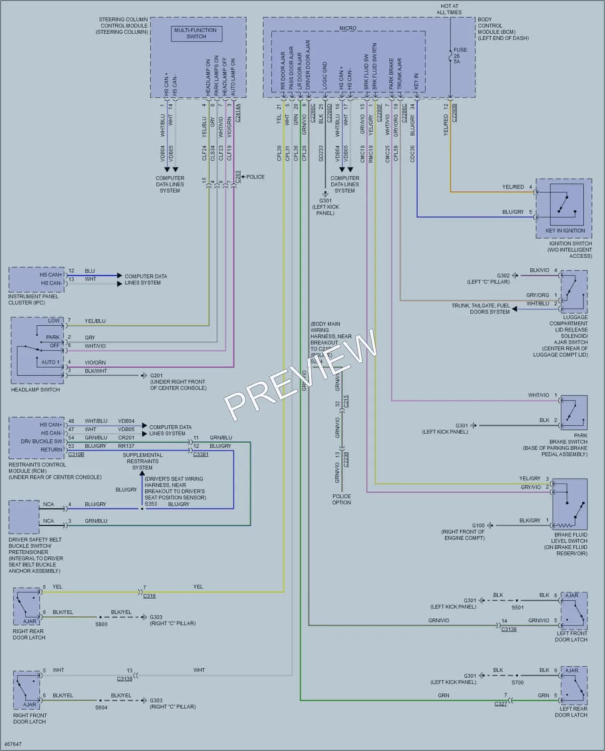 2015 Ford Taurus Warning Systems wiring diagram preview