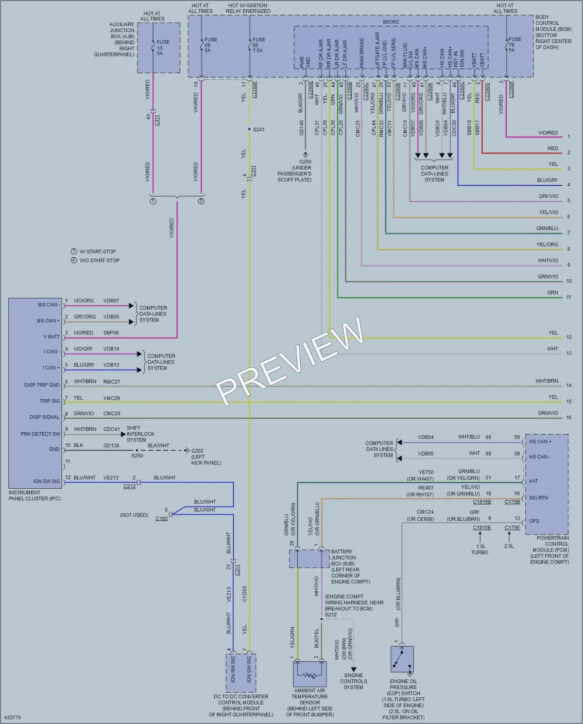 2015 Ford TransitConnect Instrument Cluster wiring diagram preview