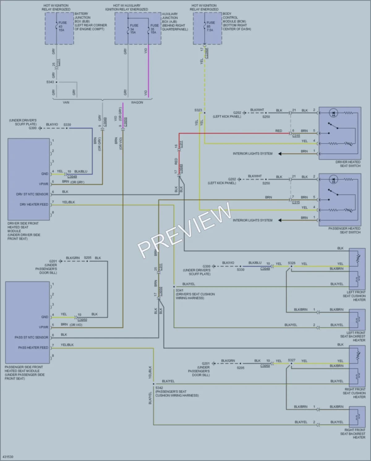 2015 Ford TransitConnect Power Seats wiring diagram preview