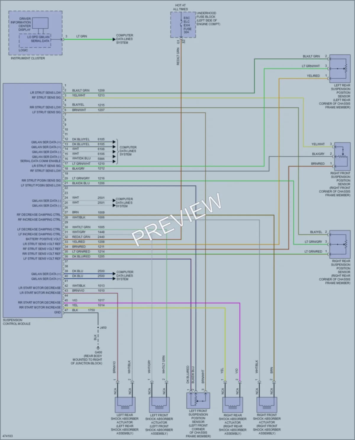 2015 GMC 1500Sierra Electronic Suspension wiring diagram preview