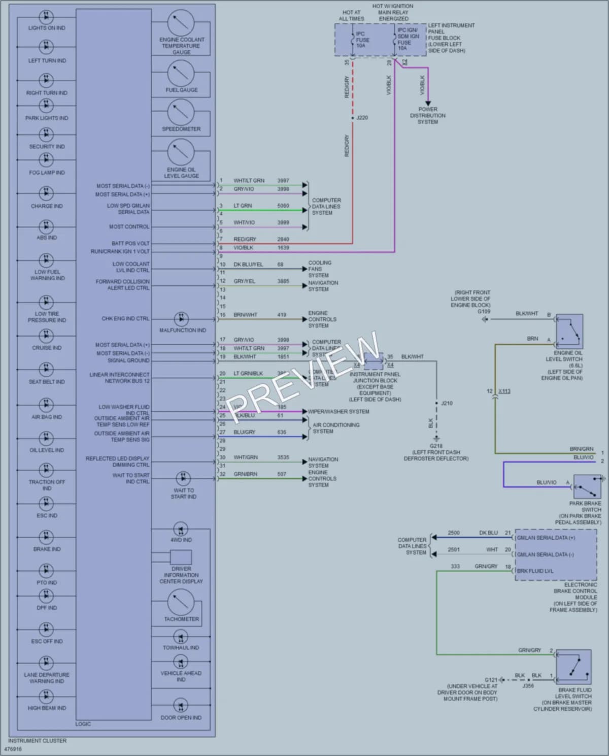 2015 GMC 1500Sierra Instrument Cluster wiring diagram preview