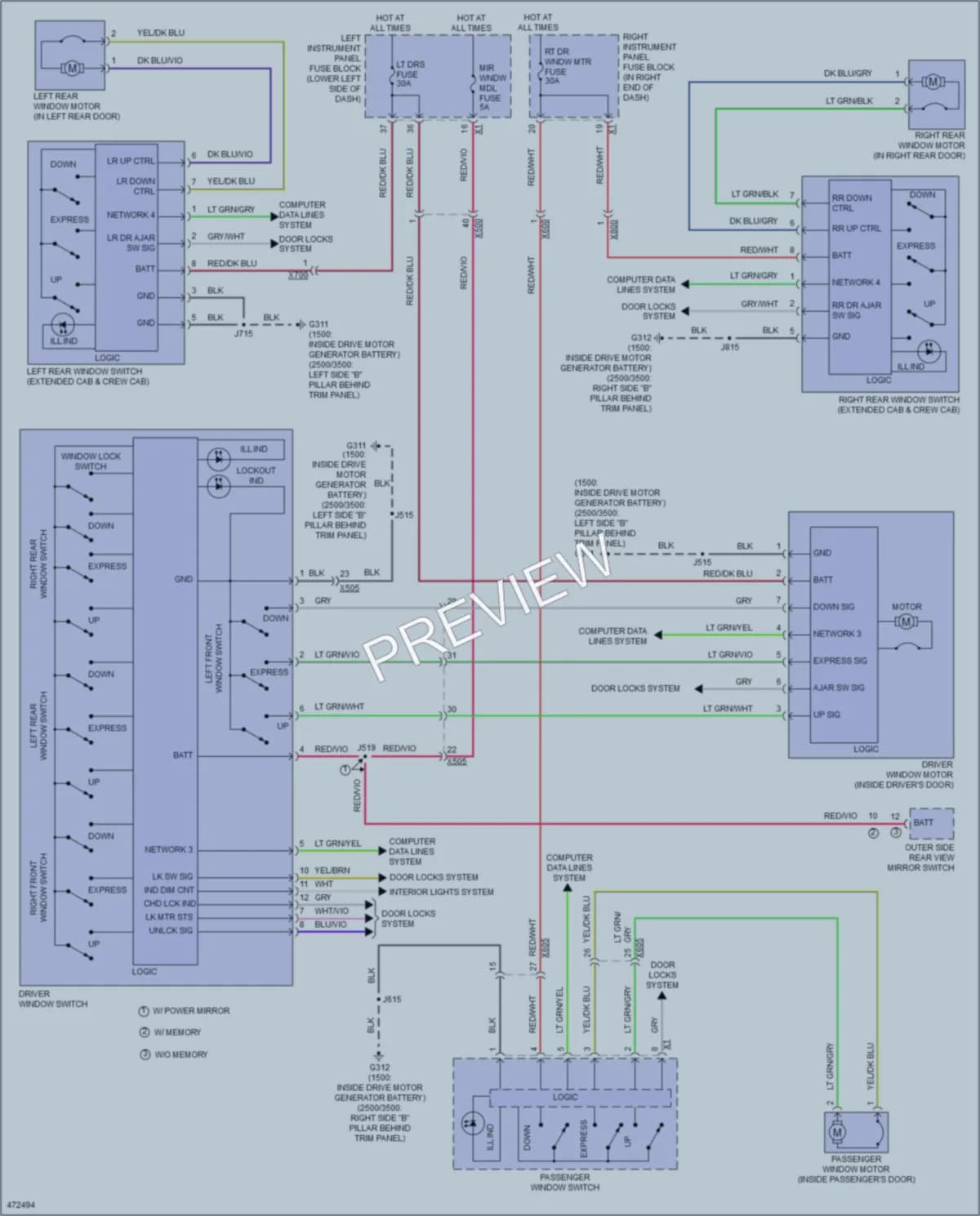 2015 GMC 1500Sierra Power Windows wiring diagram preview
