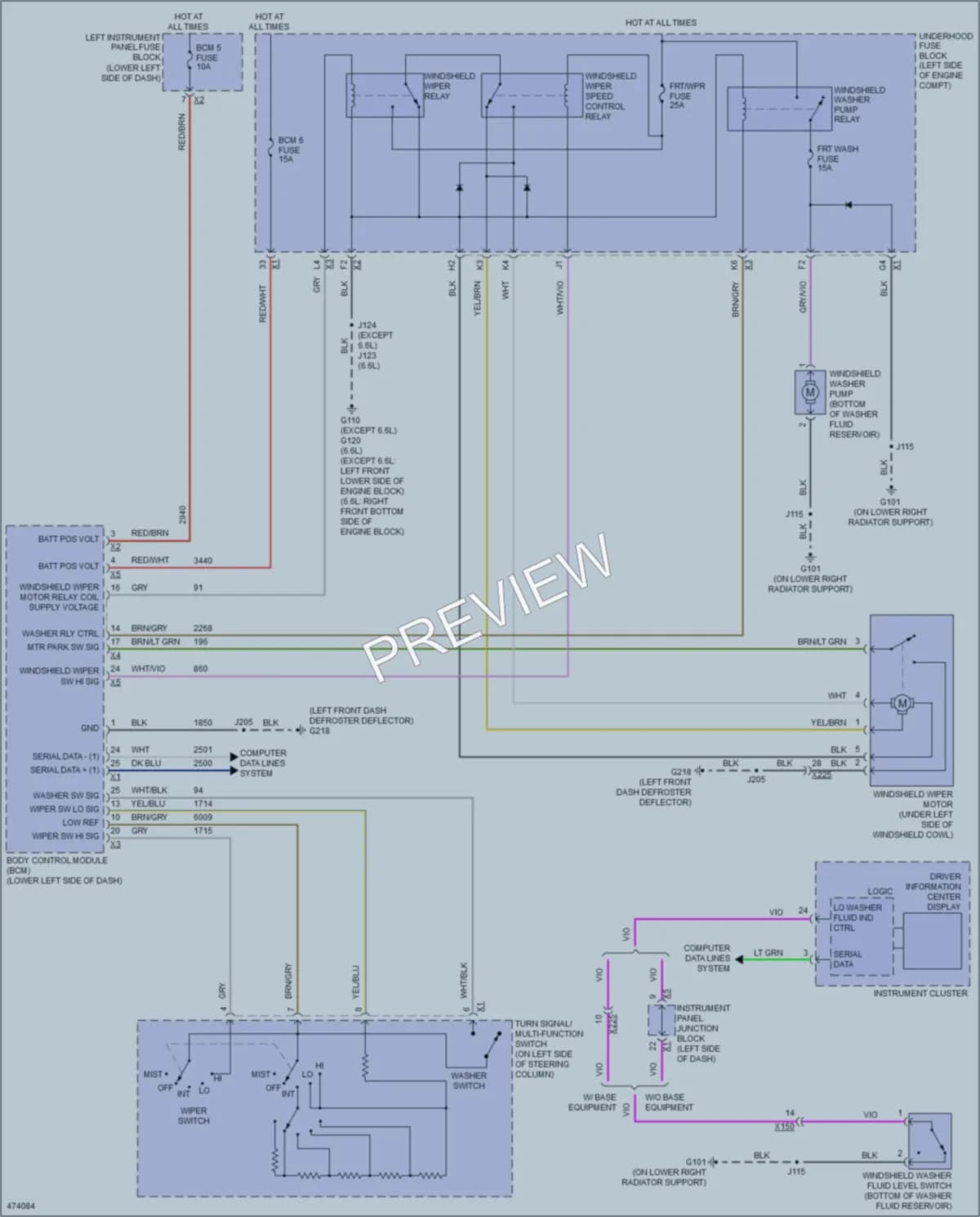 2015 GMC 1500Sierra Wiper Washer wiring diagram preview