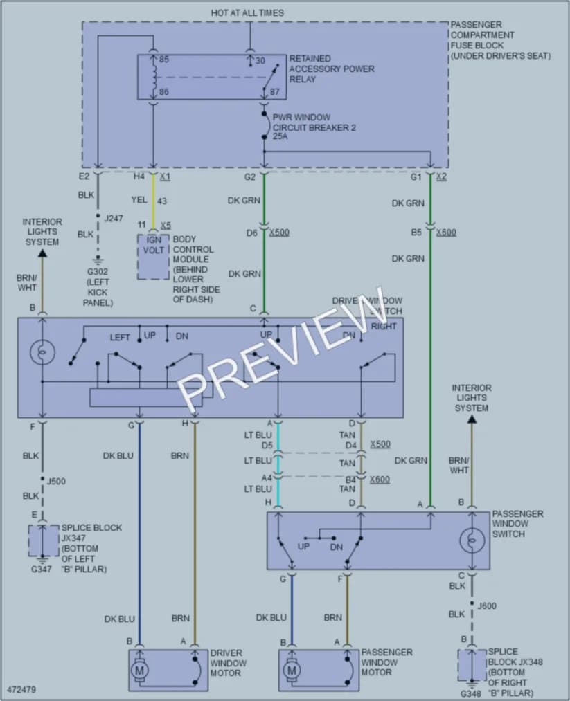 2015 GMC 2500Savana Power Windows wiring diagram preview