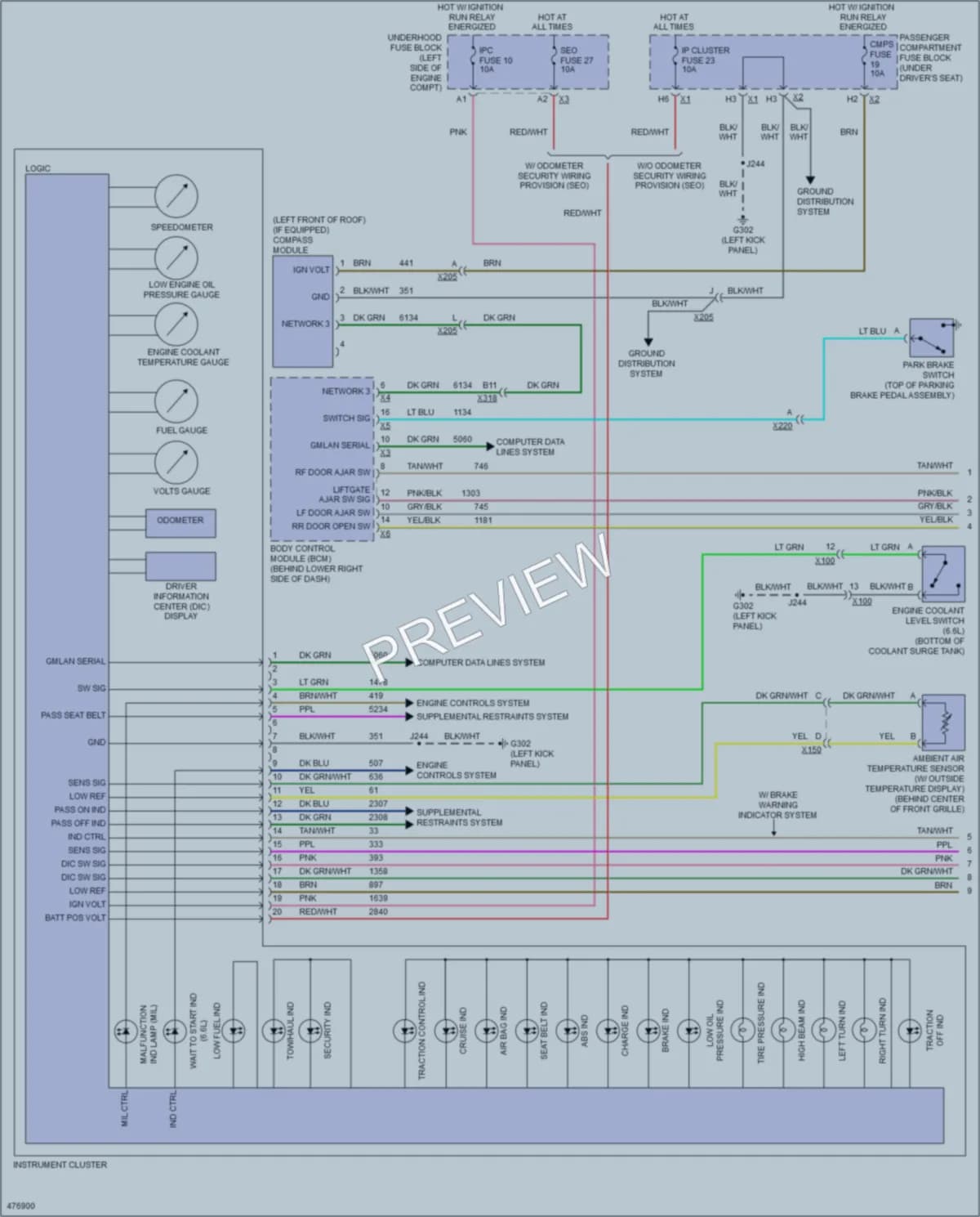 2015 GMC 3500Savana Instrument Cluster wiring diagram preview