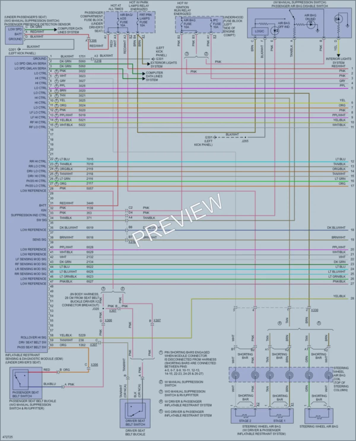 2015 GMC 3500Savana Supplemental Restraints wiring diagram preview