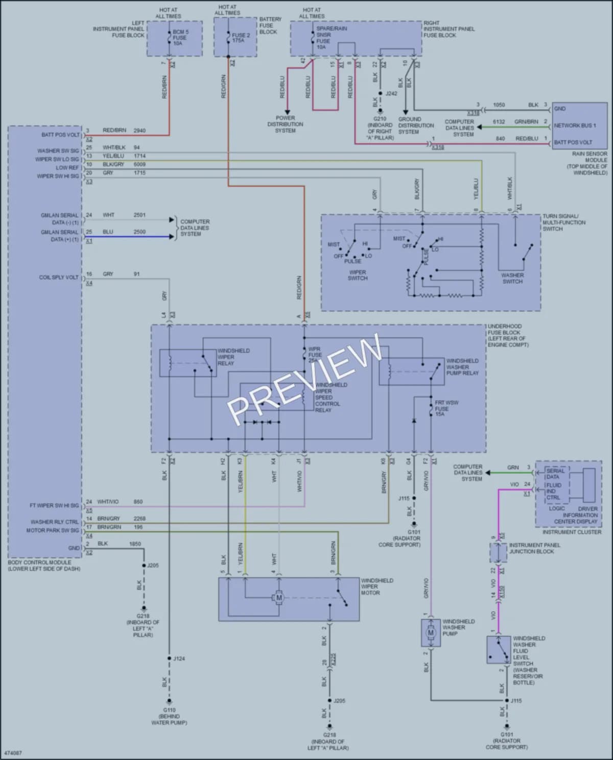2015 GMC YukonXL Wiper Washer wiring diagram preview