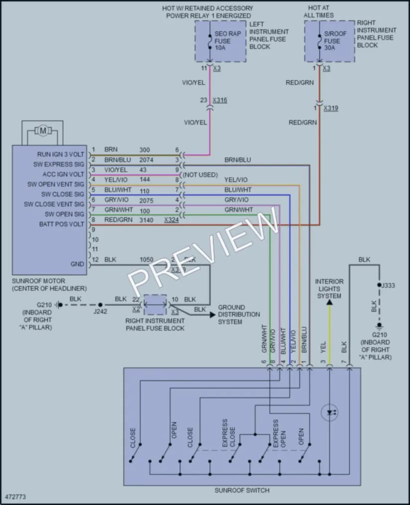 2015 GMC YukonXLDenali Power Top Sunroof wiring diagram preview