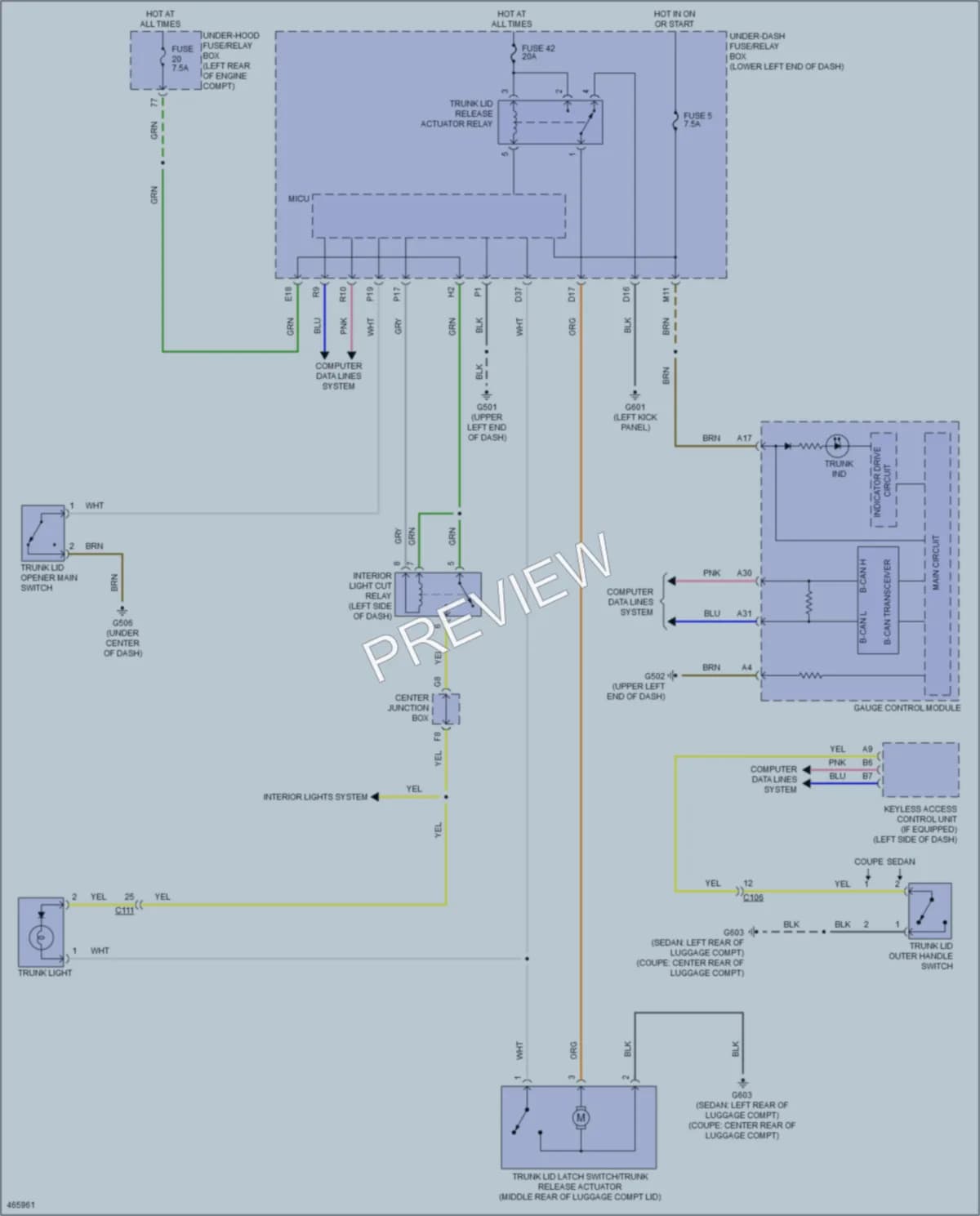 2015 Honda Accord Trunk Tailgate Fuel Door wiring diagram preview