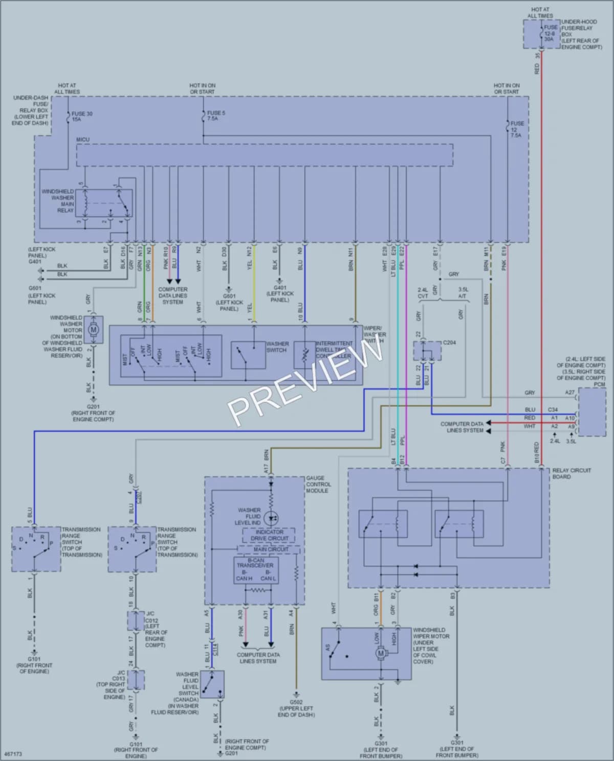 2015 Honda Accord Wiper Washer wiring diagram preview