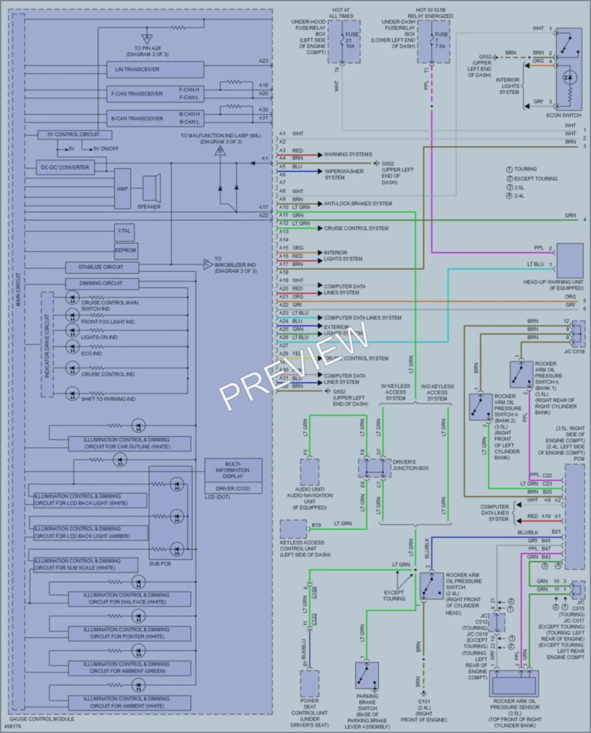 2015 Honda AccordHybrid Instrument Cluster wiring diagram preview