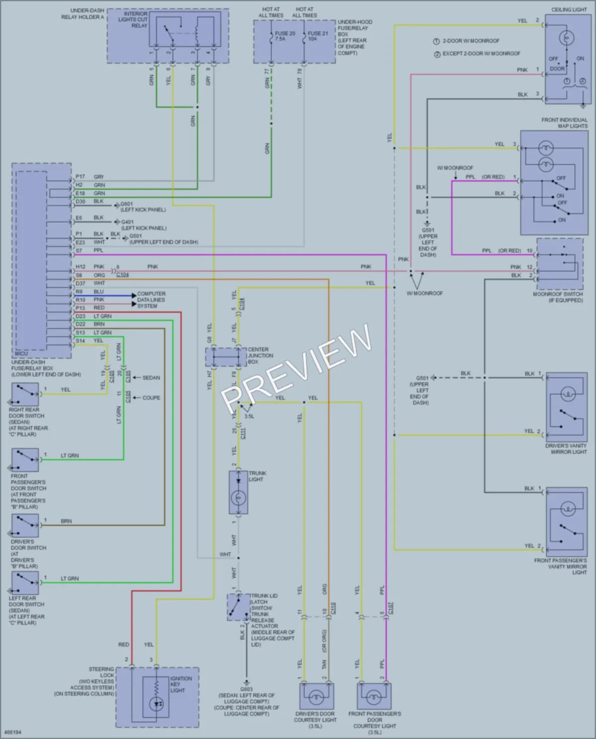 2015 Honda AccordHybrid Interior Lights wiring diagram preview