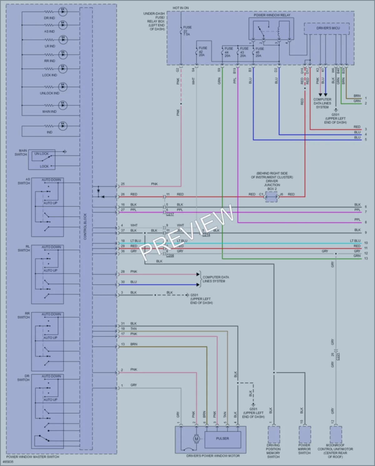 2015 Honda CRV Power Windows wiring diagram preview