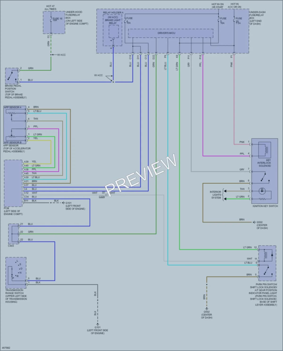 2015 Honda CRV Shift Interlock wiring diagram preview