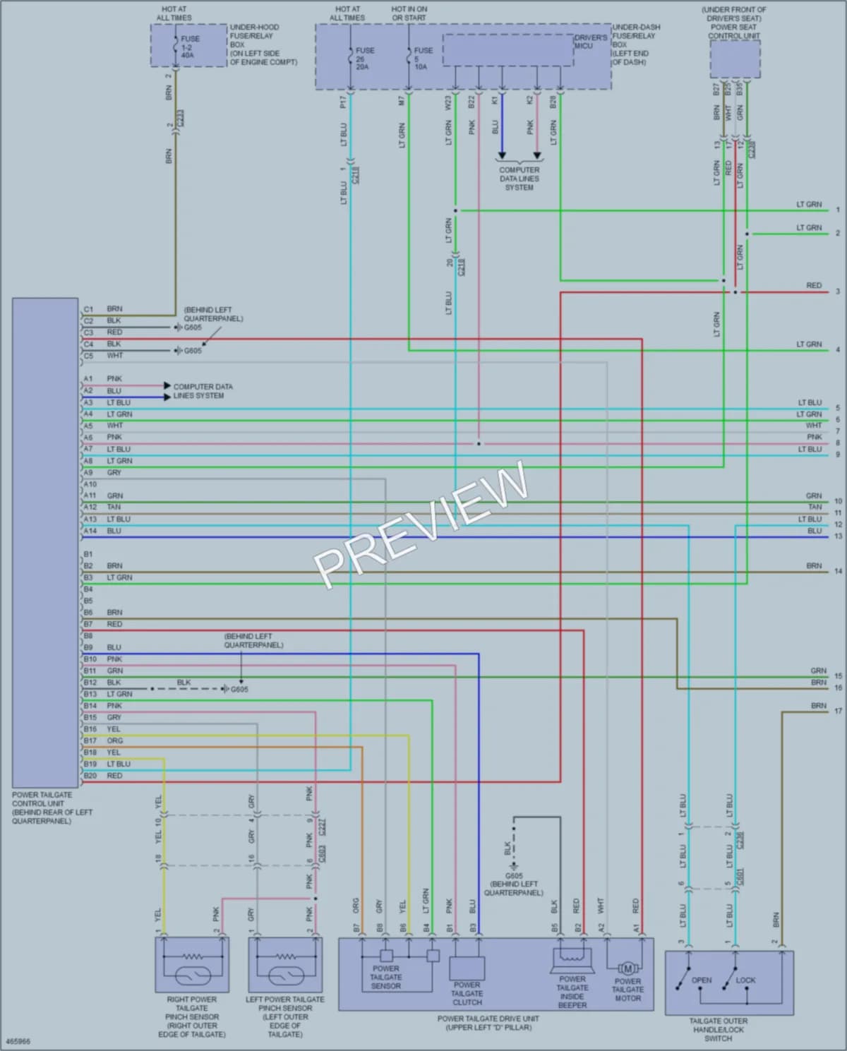 2015 Honda CRV Trunk Tailgate Fuel Door wiring diagram preview