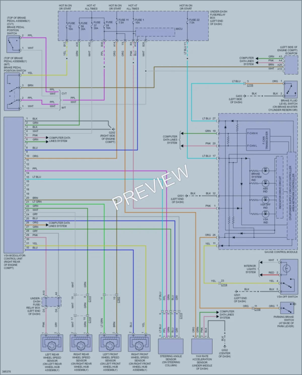 2015 Honda CRZ Anti Lock Brakes wiring diagram preview