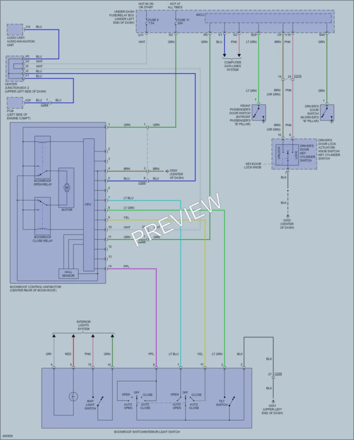 2015 Honda Civic Power Top Sunroof wiring diagram preview