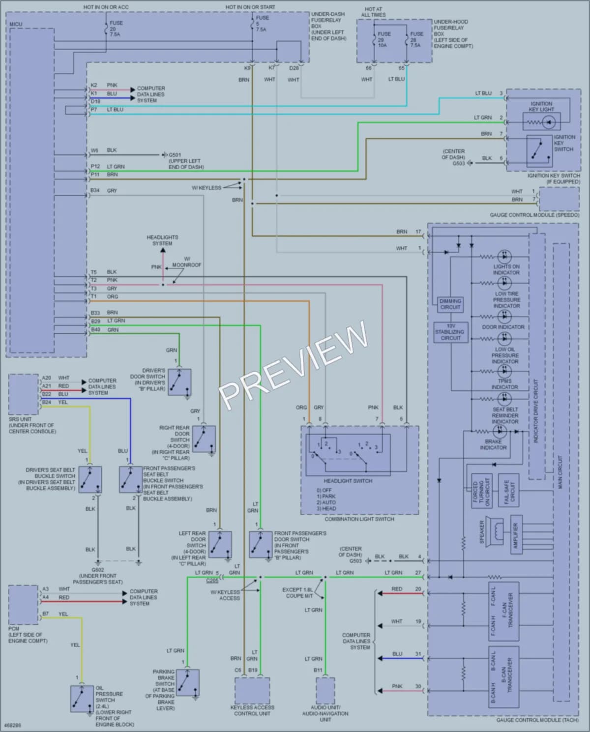 2015 Honda Civic Warning Systems wiring diagram preview