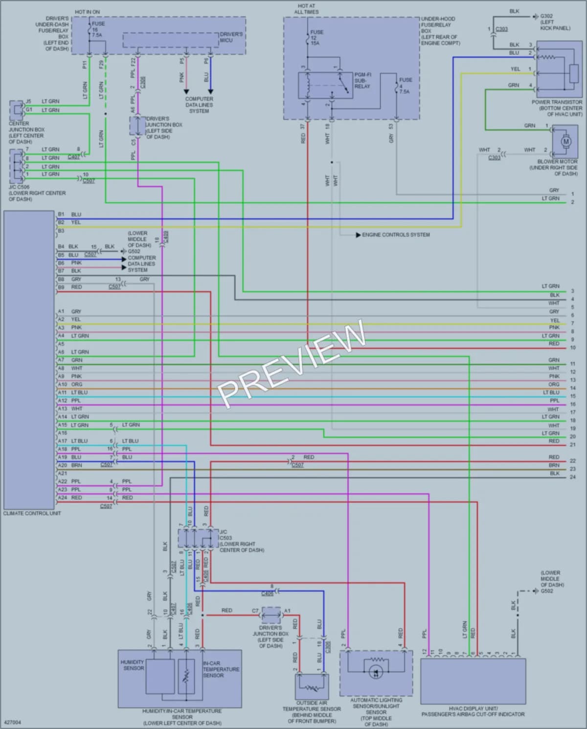 2015 Honda Crosstour Air Conditioning wiring diagram preview