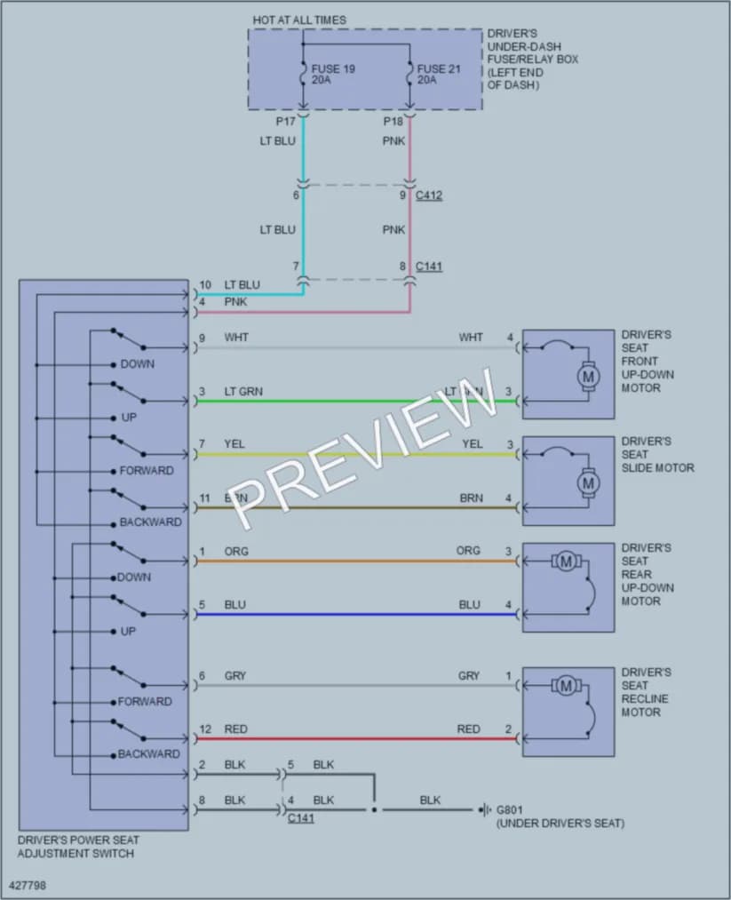 2015 Honda Crosstour Power Seats wiring diagram preview