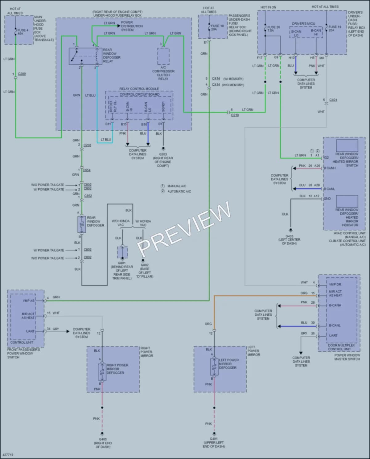 2015 Honda Odyssey Defoggers wiring diagram preview