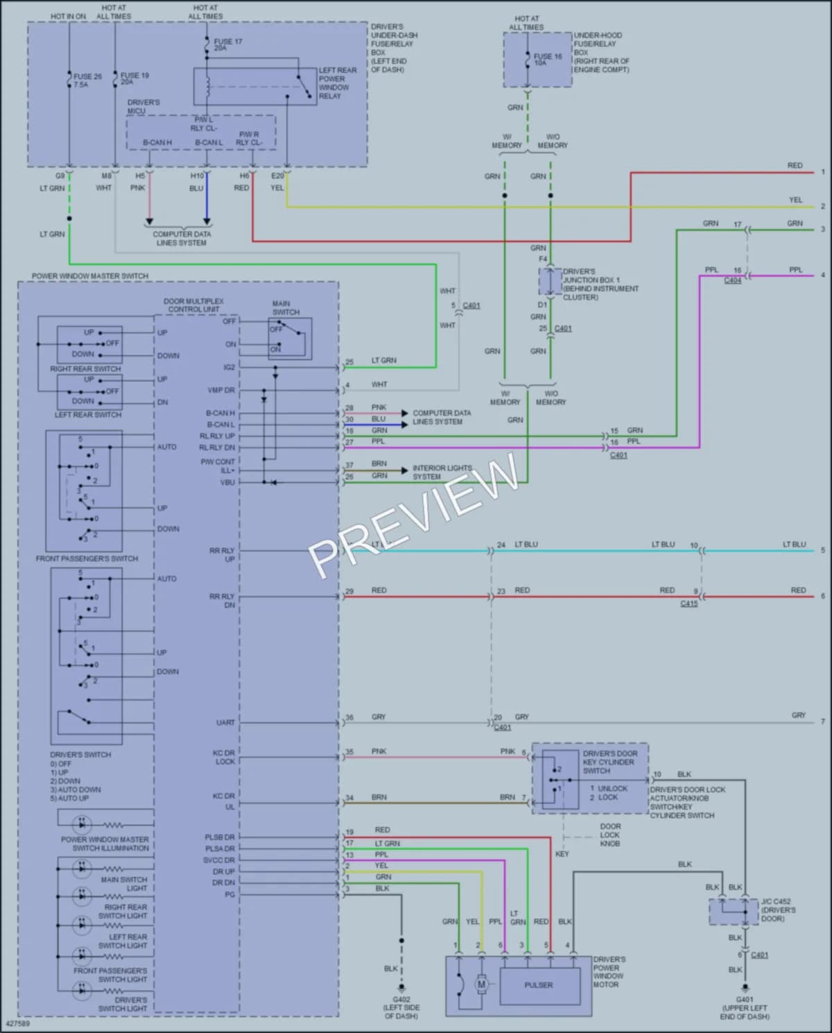 2015 Honda Odyssey Power Windows wiring diagram preview