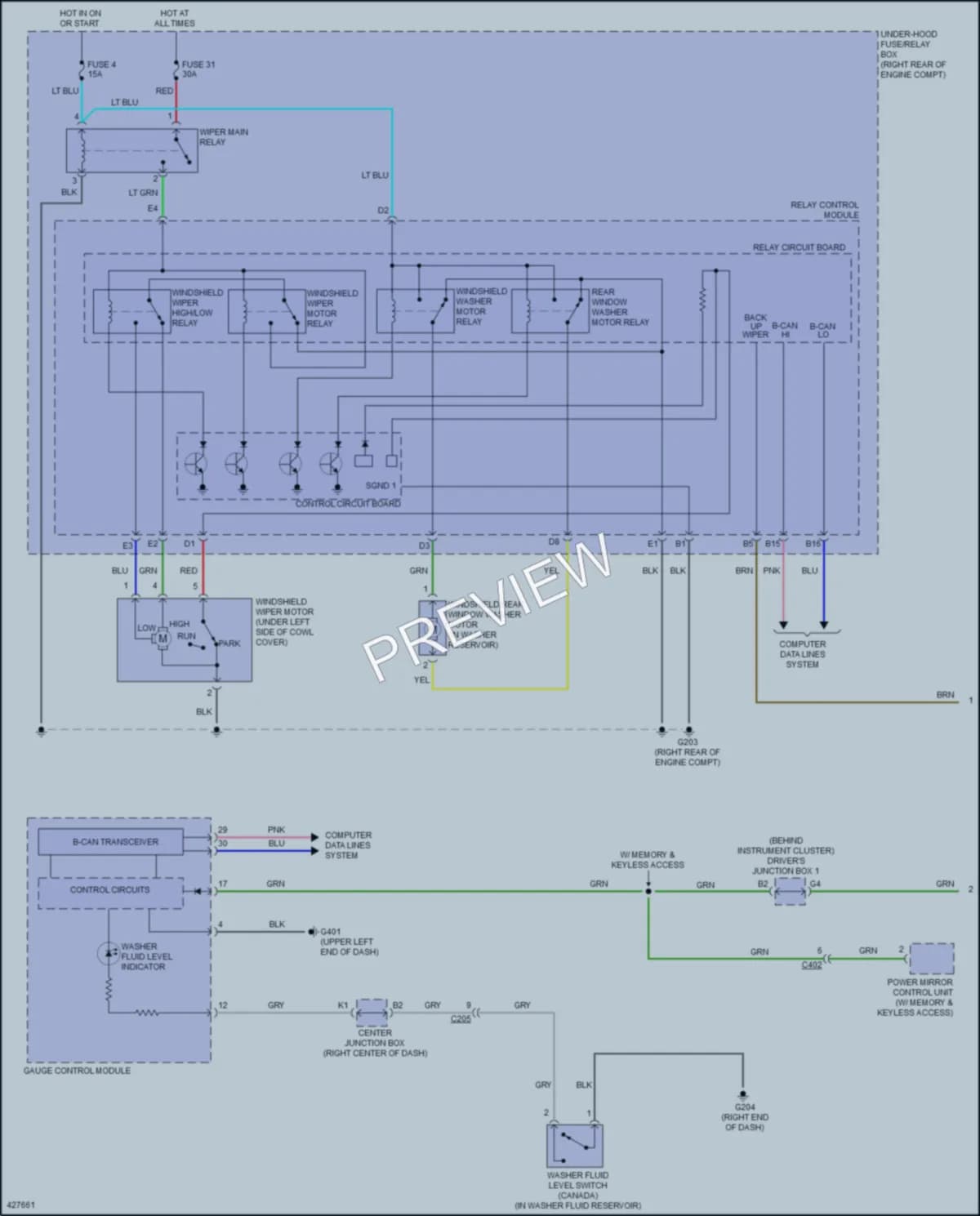 2015 Honda Odyssey Wiper Washer wiring diagram preview