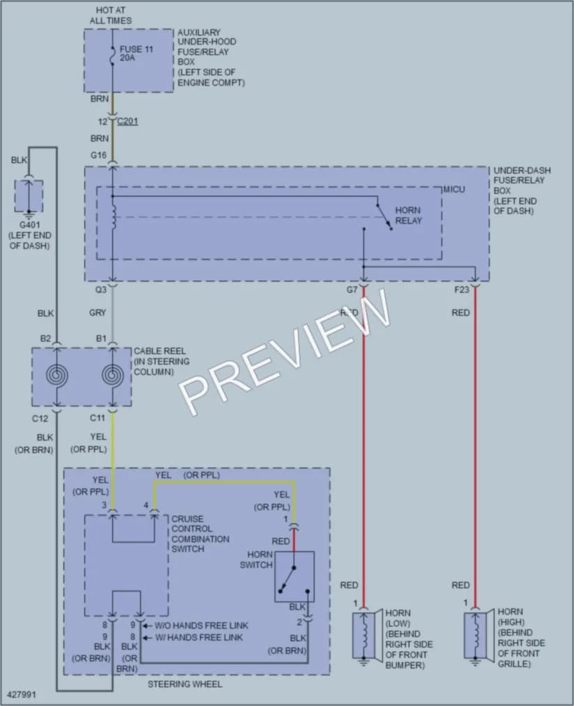 2015 Honda Pilot Horn wiring diagram preview