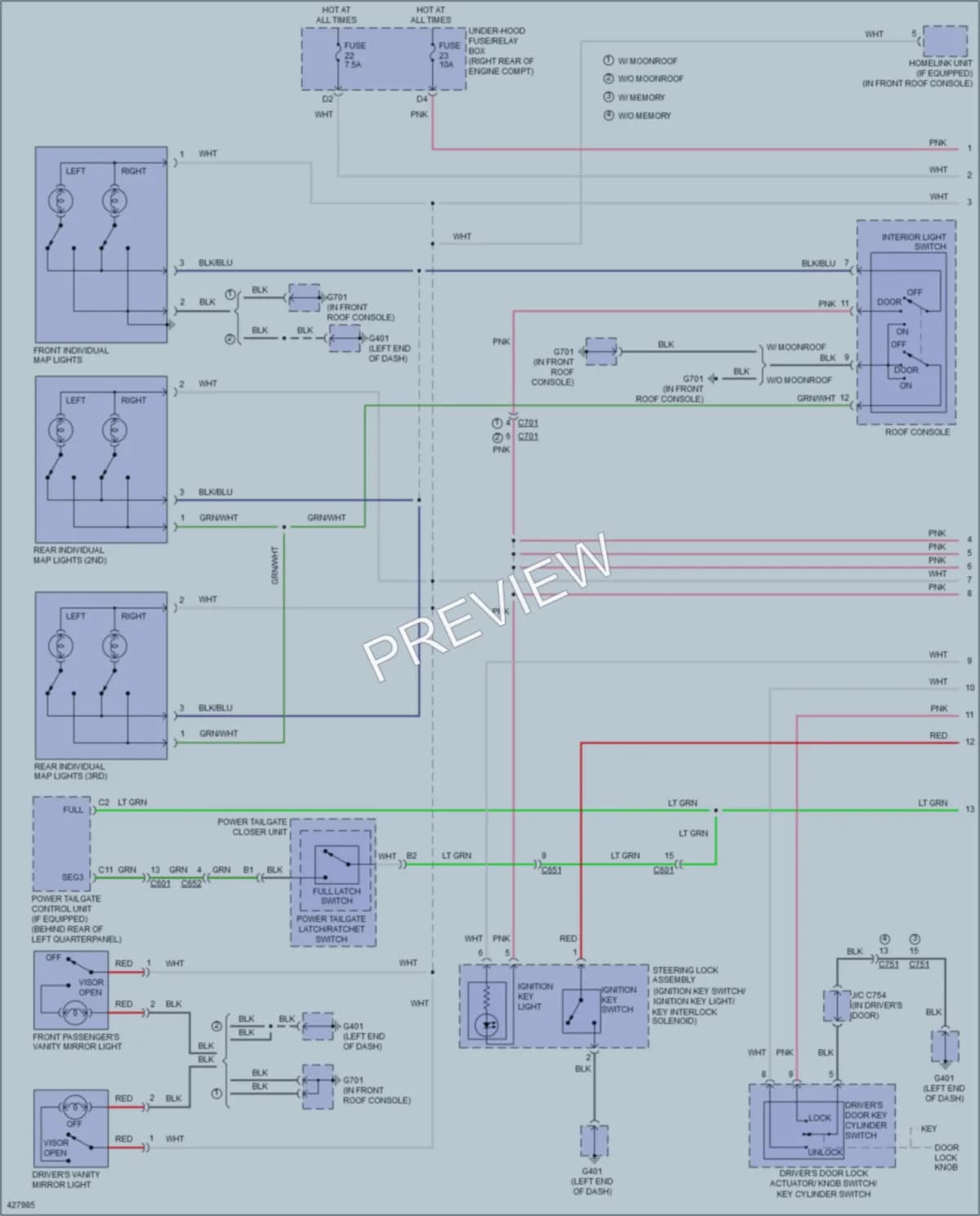 2015 Honda Pilot Interior Lights wiring diagram preview