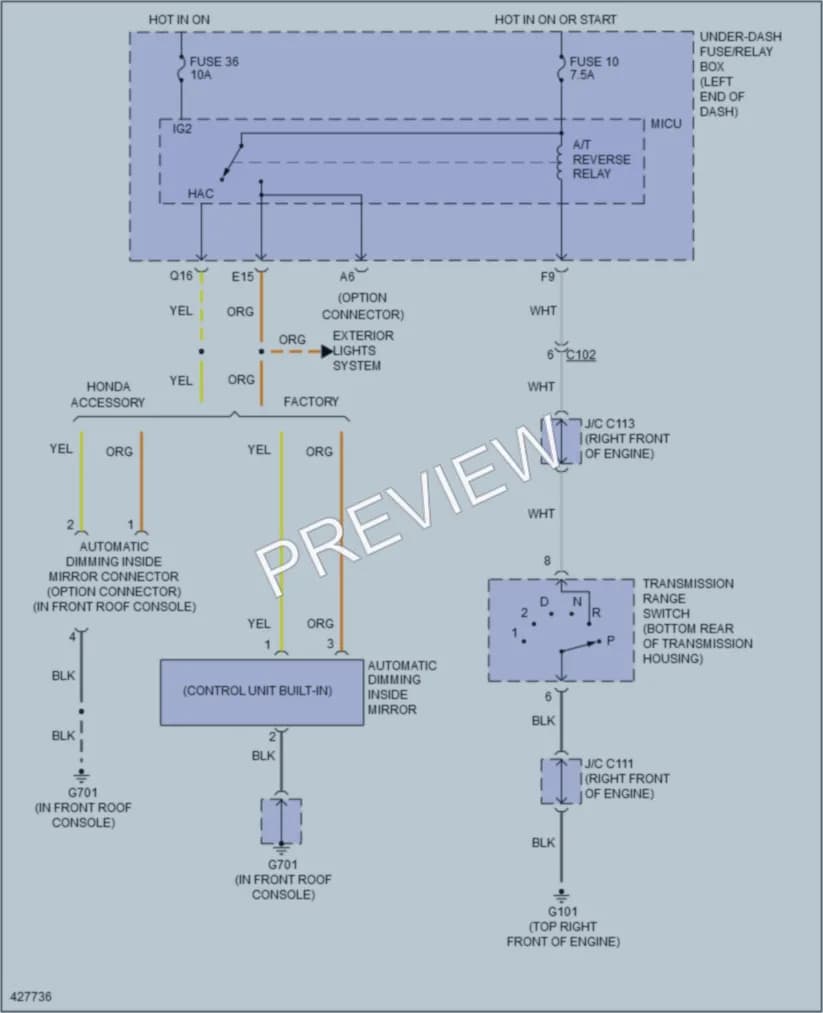 2015 Honda Pilot Power Mirrors wiring diagram preview