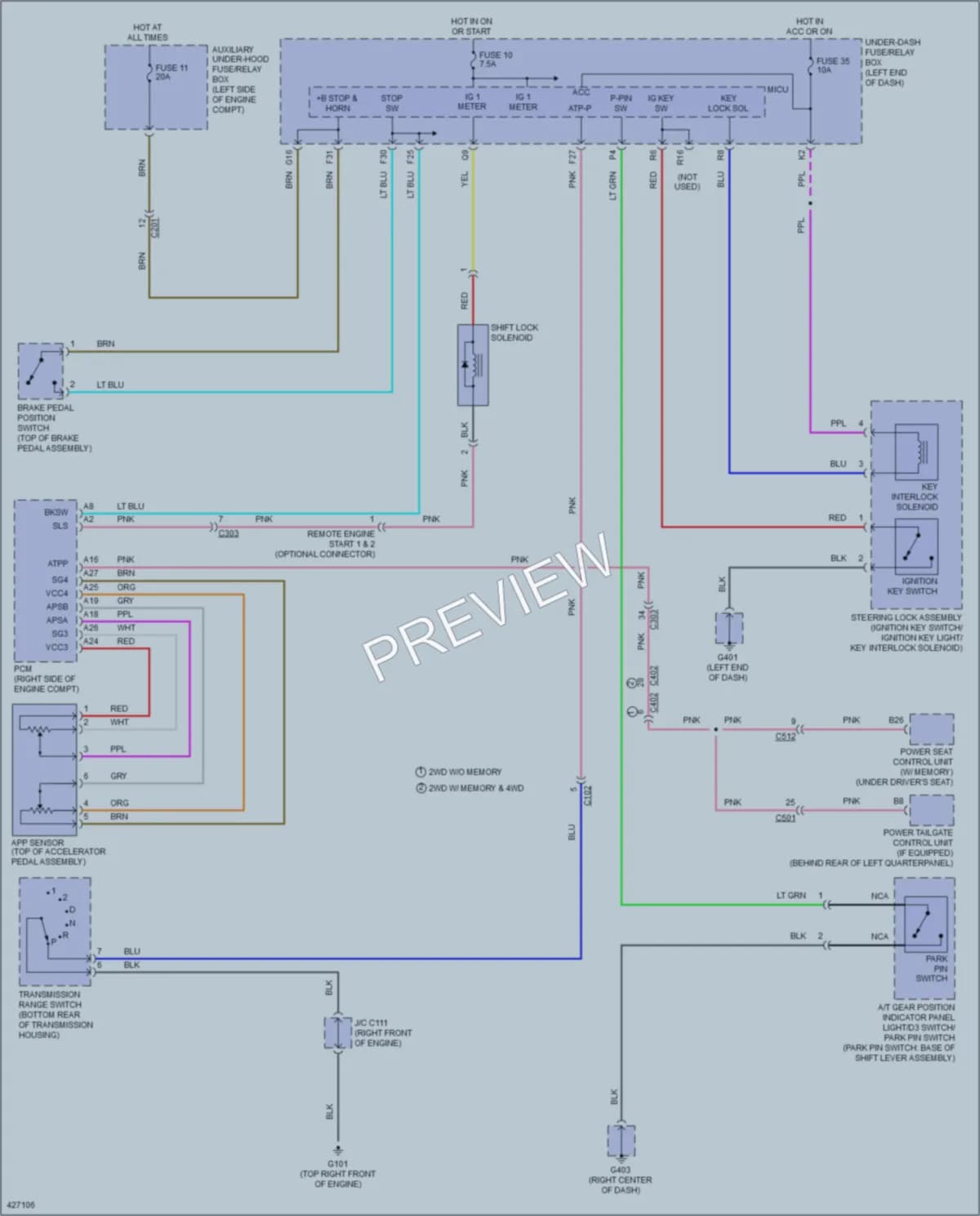 2015 Honda Pilot Shift Interlock wiring diagram preview