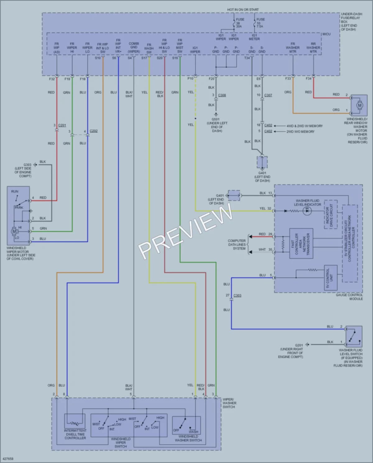 2015 Honda Pilot Wiper Washer wiring diagram preview
