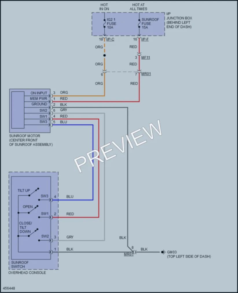 2015 Hyundai Accent Power Top Sunroof wiring diagram preview