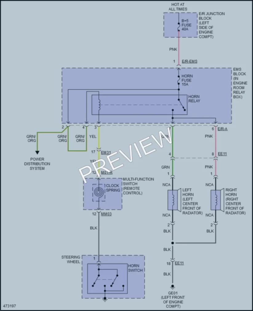 2015 Hyundai Azera Horn wiring diagram preview