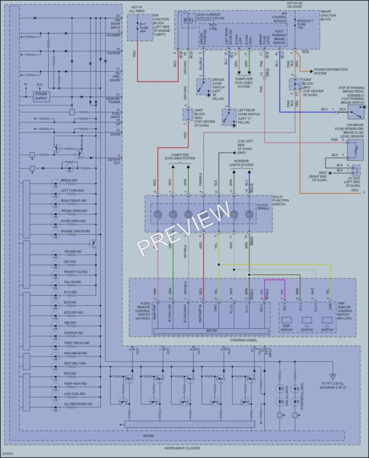 2015 Hyundai Azera Instrument Cluster wiring diagram preview
