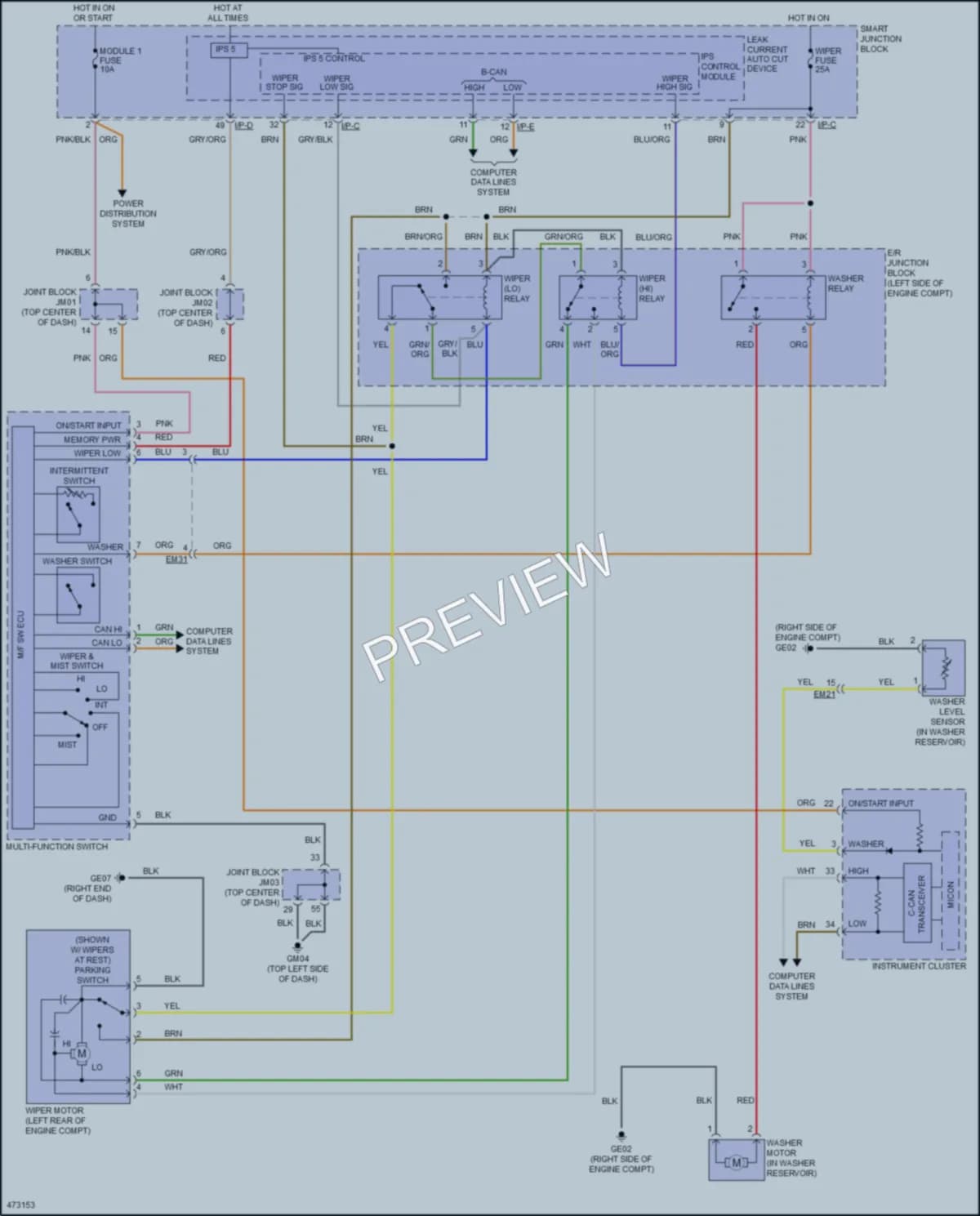 2015 Hyundai Azera Wiper Washer wiring diagram preview