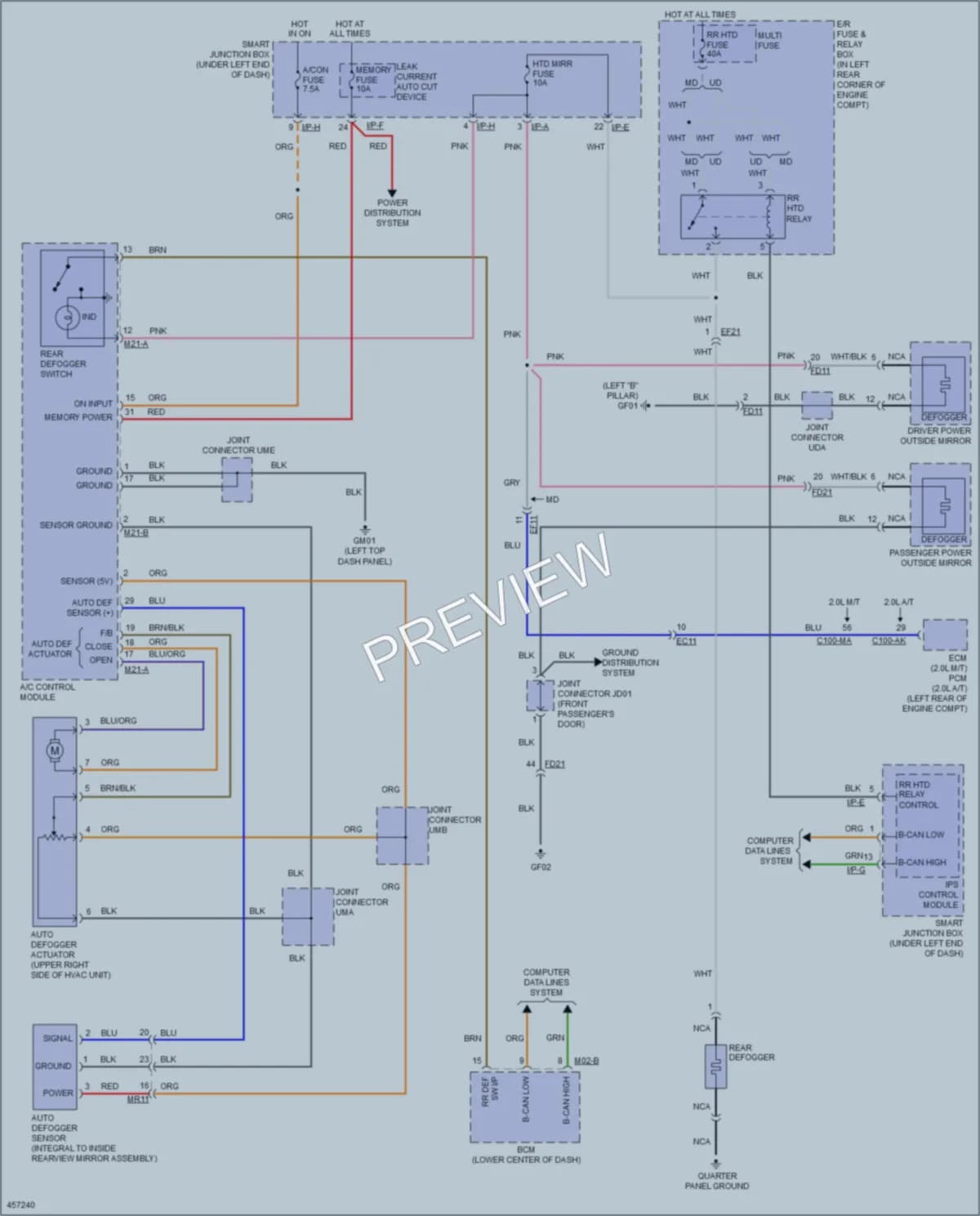 2015 Hyundai Elantra Defoggers wiring diagram preview
