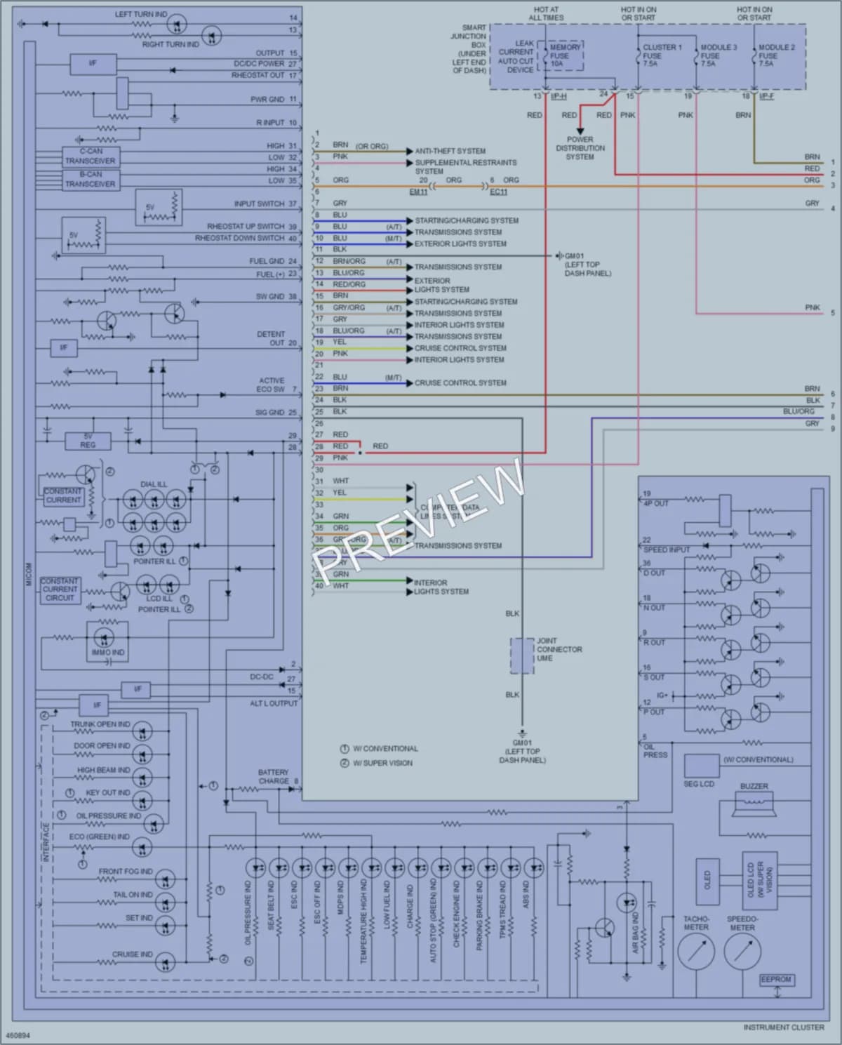 2015 Hyundai Elantra Instrument Cluster wiring diagram preview