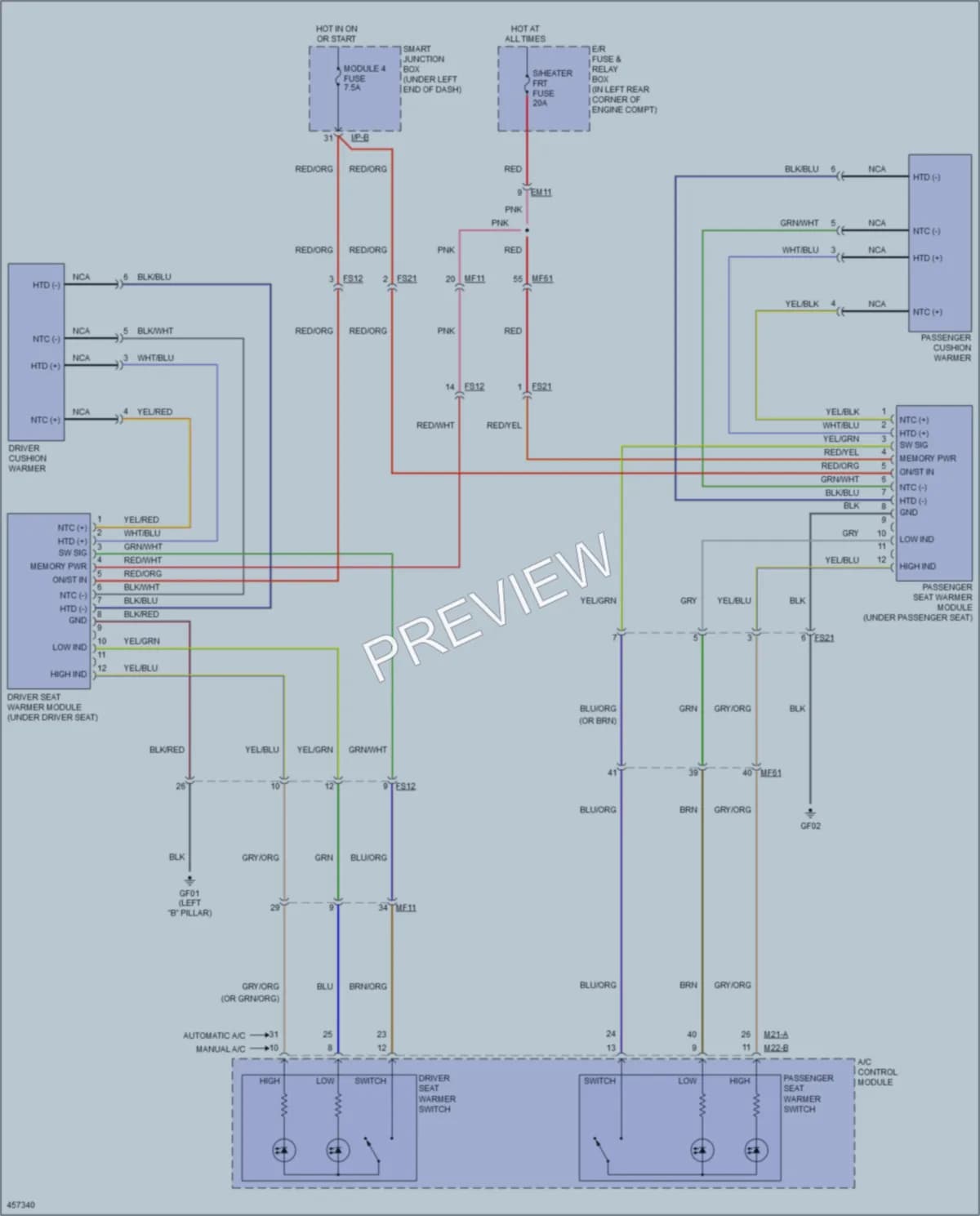 2015 Hyundai Elantra Power Seats wiring diagram preview