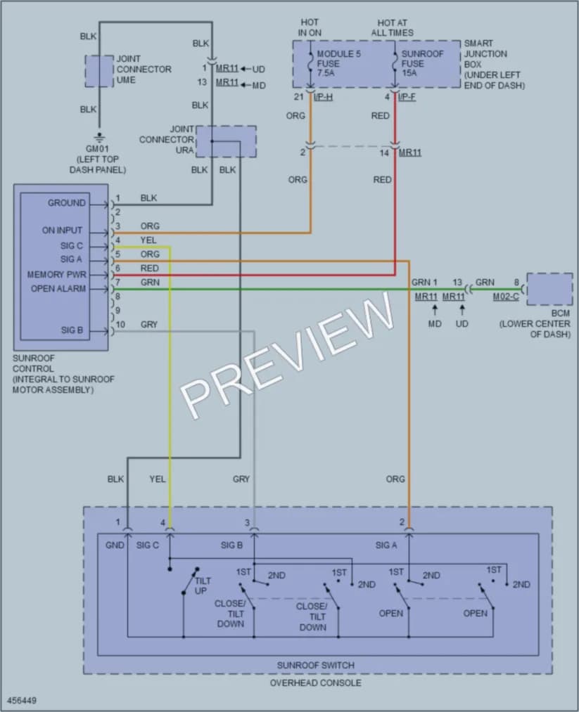 2015 Hyundai Elantra Power Top Sunroof wiring diagram preview