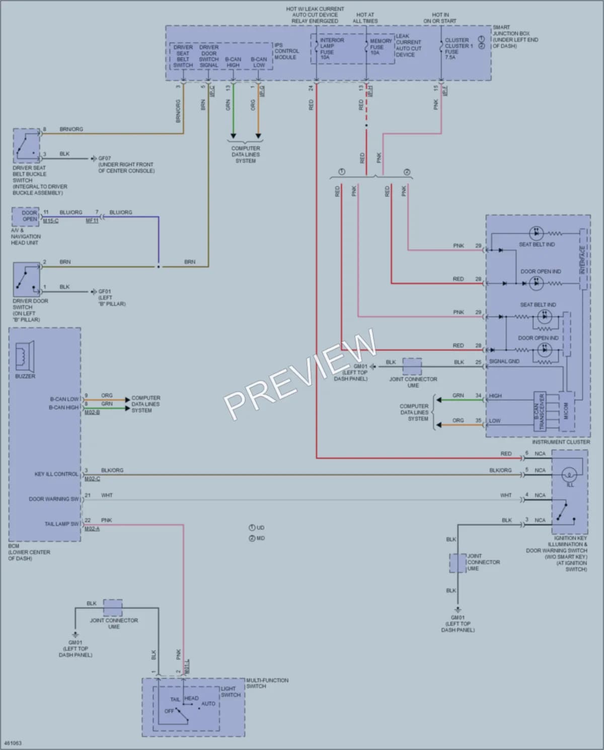 2015 Hyundai Elantra Warning Systems wiring diagram preview